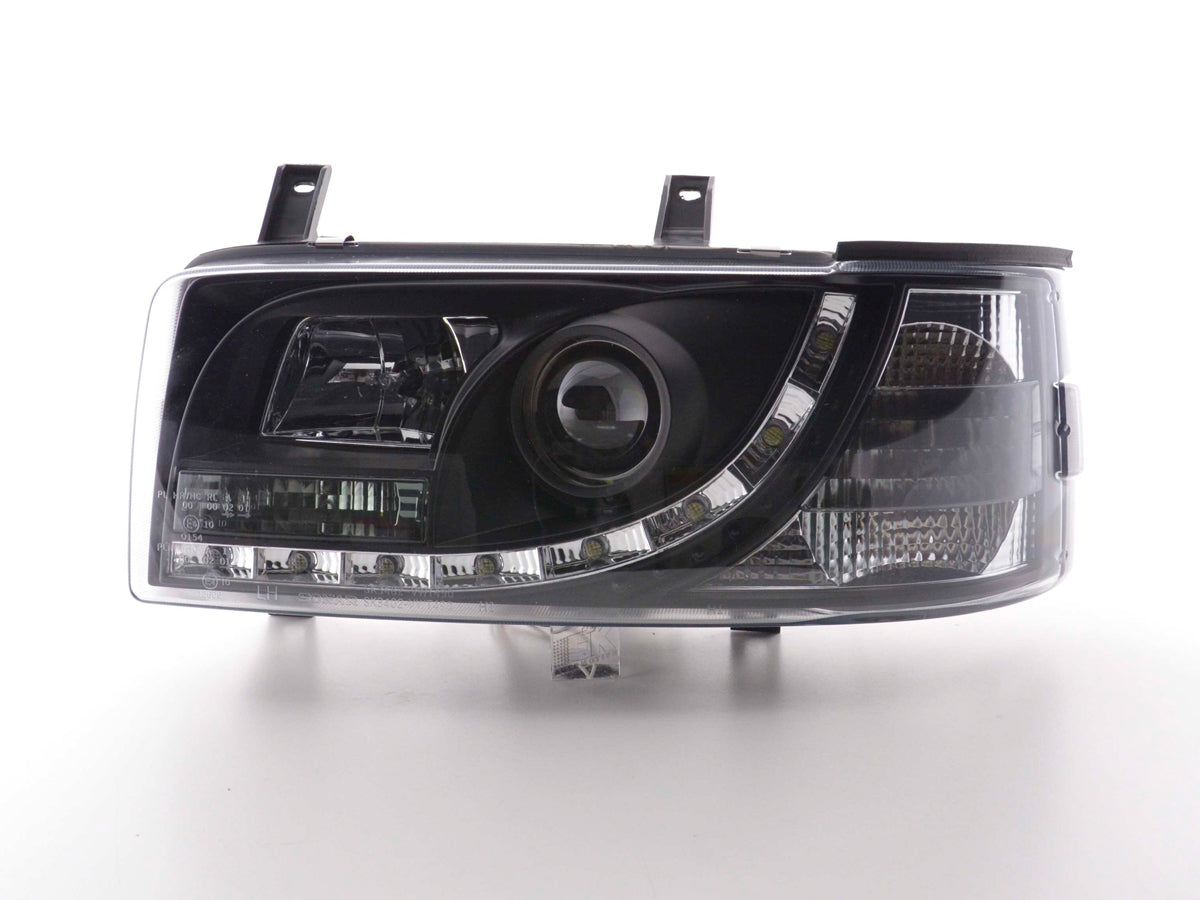 Scheinwerfer Set Daylight LED Tagfahrlicht VW Bus T4 90-96 schwarz Scheinwerfer Set Daylight LED Tagfahrlicht VW Bus T4 90-96 schwarz